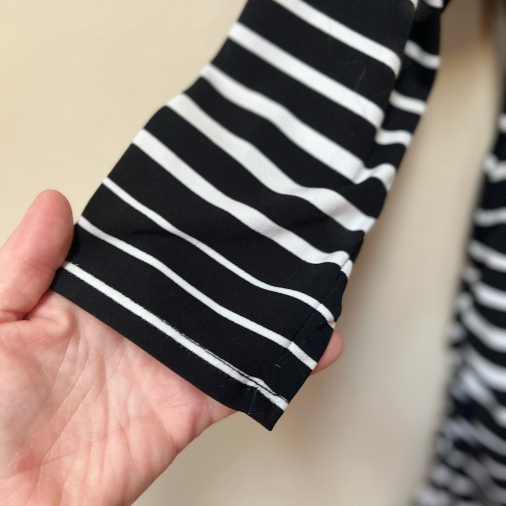 White House Black Market Women’s Black White Striped Stretch Jersey Mini Dress S - Picture 5 of 12